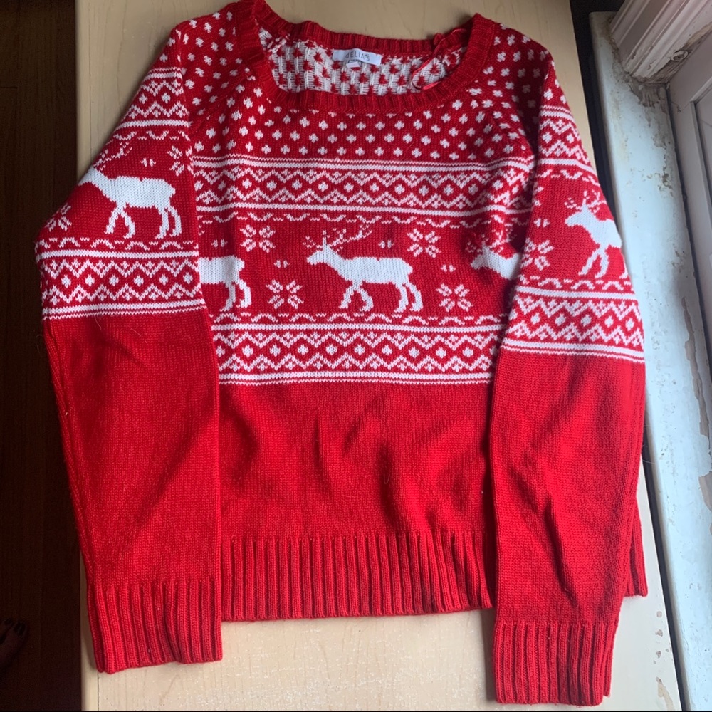 Delia's Red Reindeer Christmas Sweater